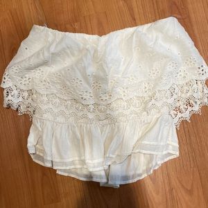 Off-white strapless crop top